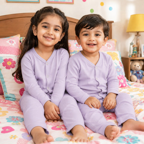 OLINI - Cotton Jersey - Night Suit - Light Purple - YAM