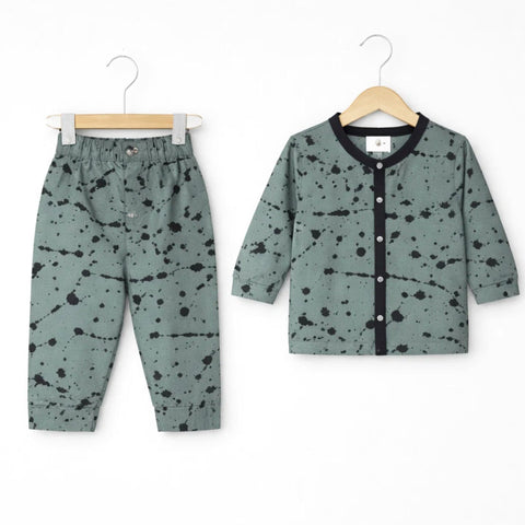 TBS - Cotton Jersey - Night Suit - Green - Paint - 26