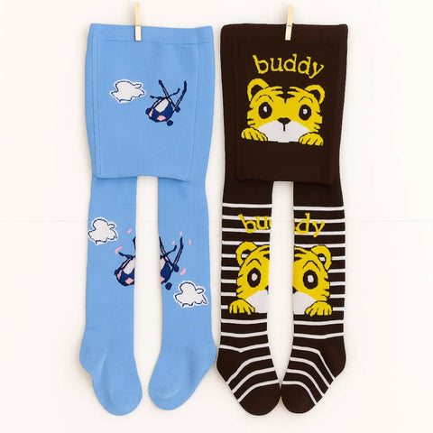 Pack of 2 - Leggings - Boys - Blue & Chocolate - (56-62 | 6-12 Months)