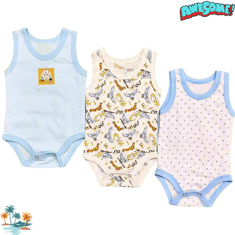 TBS - Pack of 3 Onesies - Boys - Blue & Owls