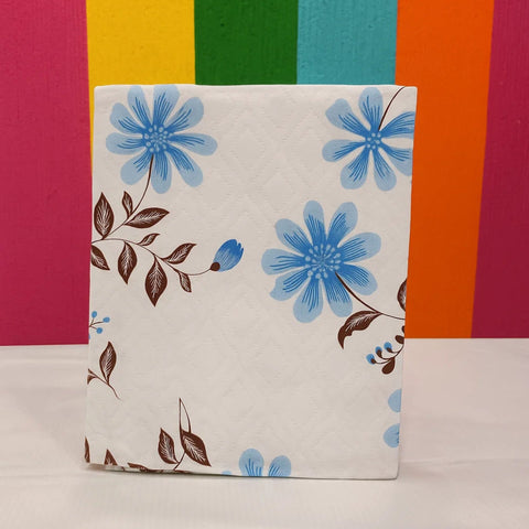 Diaper Changing Sheet - Blue & Brown - Flowers & Leaves