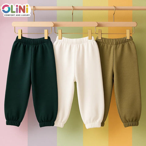 OLINI - Pack of 3 - Fleece Trousers - Dark Green White Green - 25