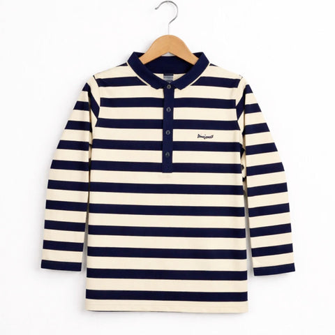TH - Long Sleeve - Round Collar - T-Shirt - Stripes - Navy