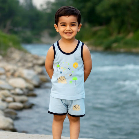 Sando & Shorts - Light Blue - Elephant