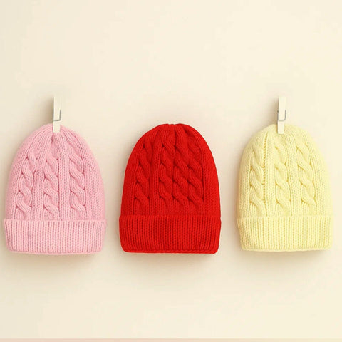 Hudson Baby - Pack of 3 Caps - Dark Pink Skin Pink