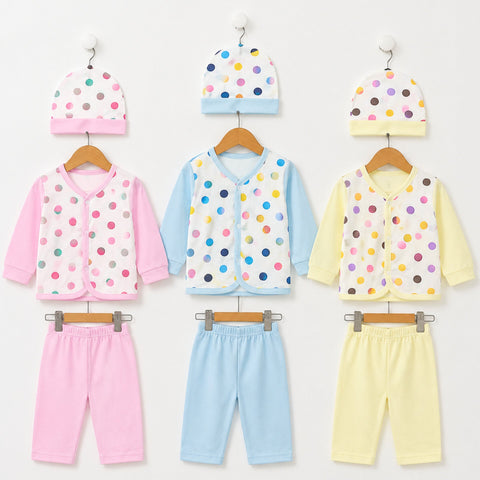 B&B - Cotton Jersey - Newborn Night Suits - BPY - White Base Circles - 26