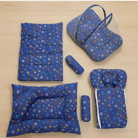 8 Pieces Bedding Set - Vol 10-25 - Navy Blue - Colorful Stars