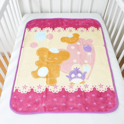 Mora Mink - Baby Blanket -  Pink Bear & Hearts