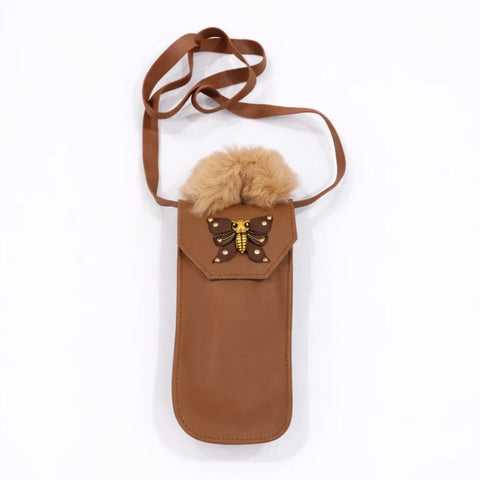 Girl's - Fashion Hand Bag - Brown - Butterfly