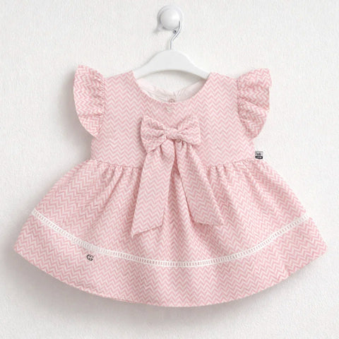 Stufz - Cotton Frock - Pink - Bow Pattern