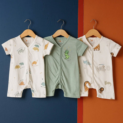 TBS_BRL - Pack of 3 - Short Leg Rompers - Jungle Fun