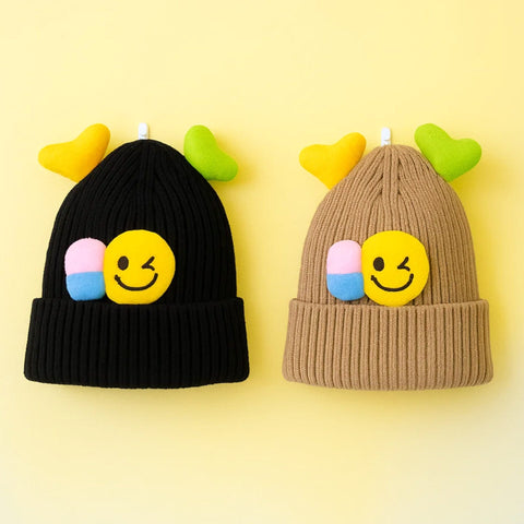 Pack of 2 - Woolen Caps - Black & Brown - Wink - 25