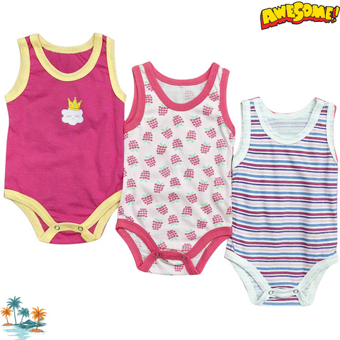 TBS - Pack of 3 Onesies - Girls - Pink & Grapes