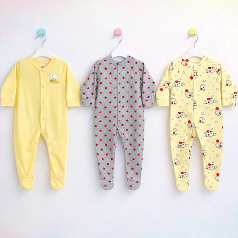 Carte - Pack of 3 Sleep Suits - Cotton Interlock - Celebration