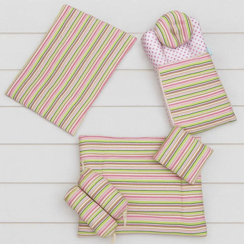 7 Pieces Velvet Bedding Set - Multi-Color Lining - Pink