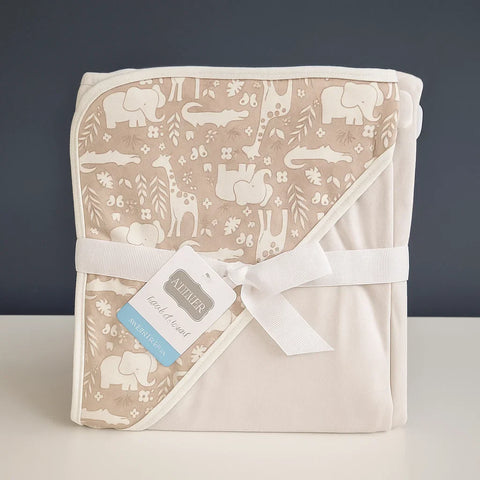Aifeier - Hooded Cotton Wrap - Pink - Animals