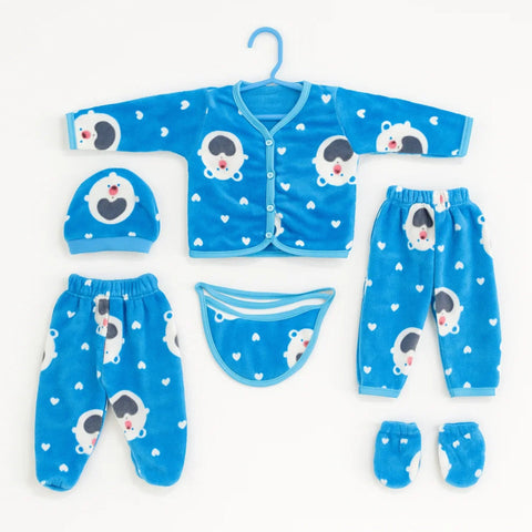Fleece - 6 Pieces - Starter Set - Blue - Bear & Hearts