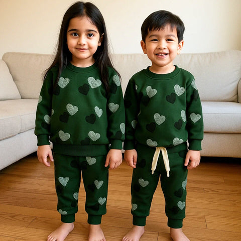 Z Kids - 2 Pieces - Suit Set - Dark Green - Hearts - 25