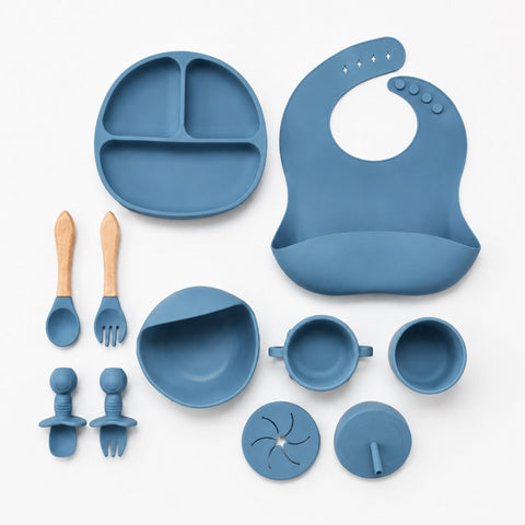 Silicone Baby Cutlery Set - 9 Pieces - Blue