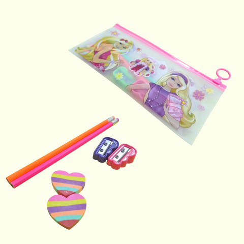 7 Pieces - Pouch Stationery Gift Set - Barbie - 0002