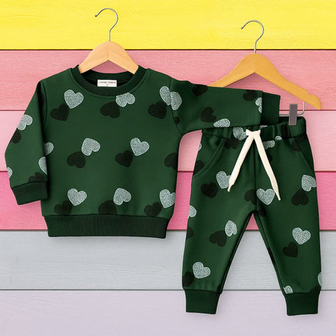 Z Kids - 2 Pieces - Suit Set - Dark Green - Hearts - 25