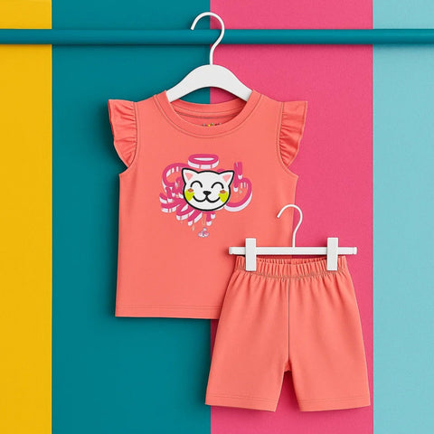 TBS_BRL - T-Shirt & Shorts - Pink - Funny Cat