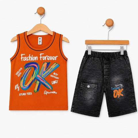 HT - Cotton Jersey - Sando & Short - Orange - Forever
