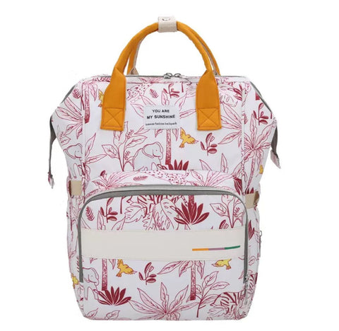 Sunshine - Waterproof Diaper Backpack - Pink - Jungle