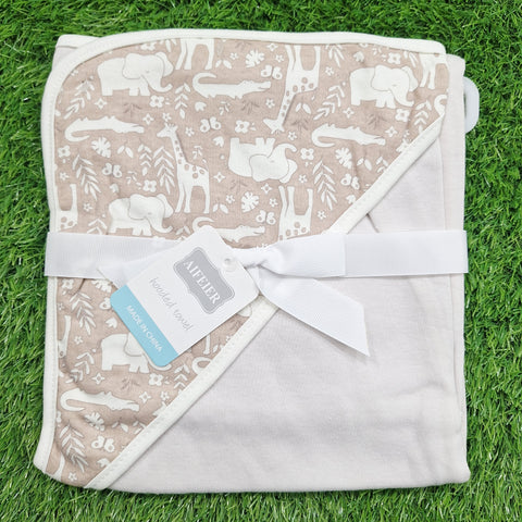 Aifeier - Hooded Cotton Wrap - Pink - Animals