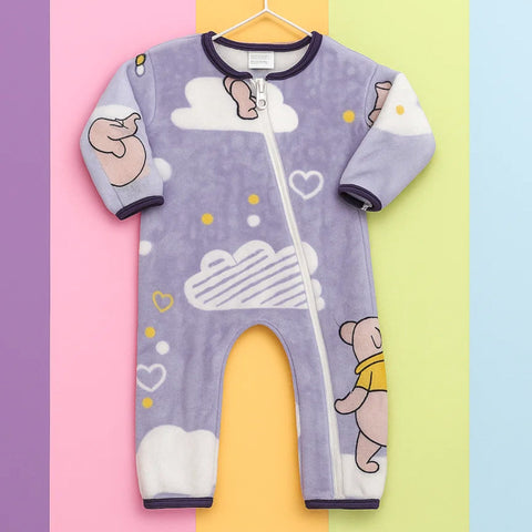 Fleece - Zipper Romper - Purple - Cloud Bear