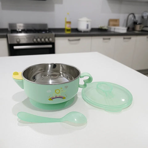 2 In 1 - Kiko - Stick On - Insulated Feeding Set - Green