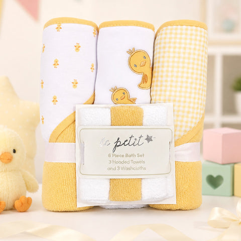 6 Pieces - Le Petit - Bath Towel Gift Set - Yellow - Ducks