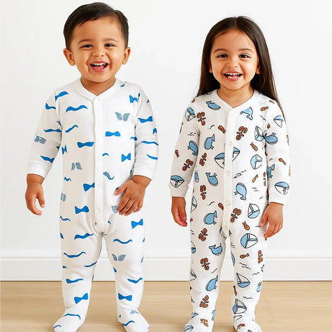 TBS - Pack of 2 Rompers - Fleece - Blue - Gentleman & Sea