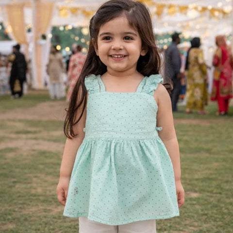 Stufz - Cotton Frock - Green - Dots