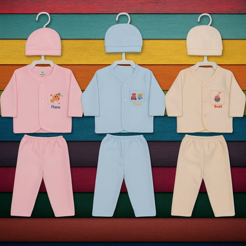 Kiddy's - Fleece - 3 Pack - Newborn Night Suits - Pink Blue Peach - Transport - 25