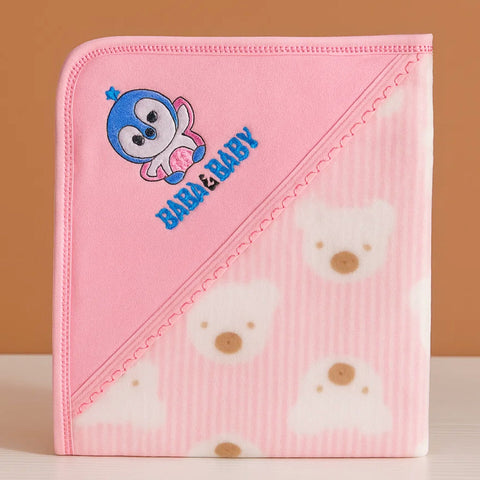 Fleece - Wrapping Sheet - Penguin & Bear - Pink - 25
