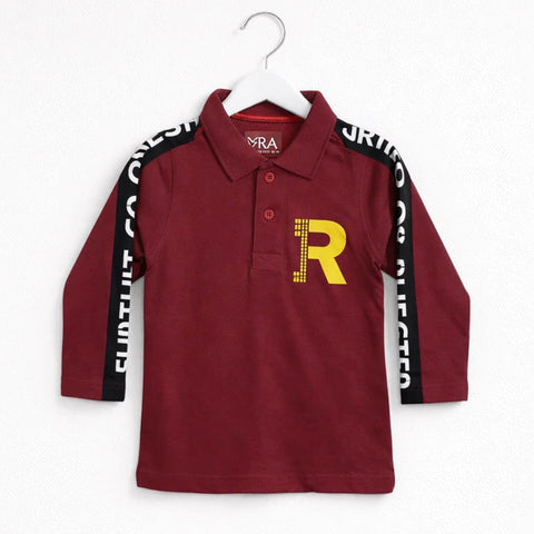 Bonton - Long Sleeve - Polo - T-Shirt - Maroon