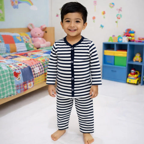 TBS - Cotton Jersey - Night Suit - Navy - Lines - 26