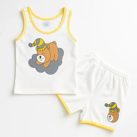 Sando & Shorts - White - Cartoon