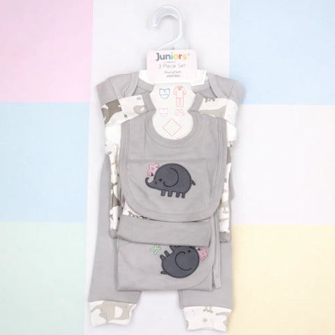 Junior's - Cotton Interlock - 6 Pieces - Elephant - Starter Set - Grey