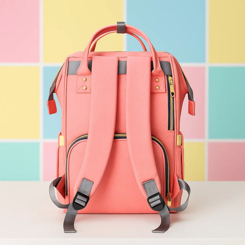 Fashion - 2 In 1 - Waterproof Diaper Backpack - Peach
