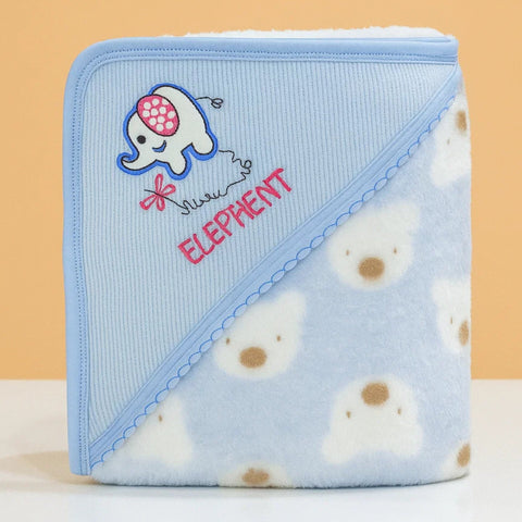 Fleece - Wrapping Sheet - Elephant & Bear - Blue - 25