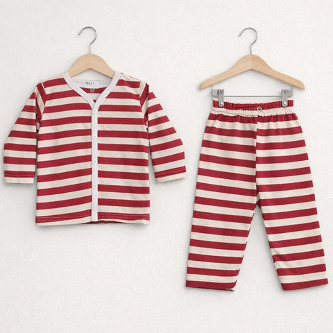 TBS - Cotton Jersey - Night Suit - Maroon - Stripes - 26