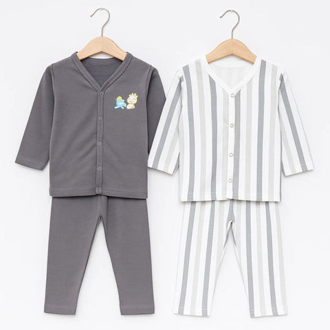 TBS - Pack of 2 - Night Suits - Grey & Stripes