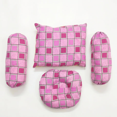 Pack of 4 Pillows - Dark Pink - Check