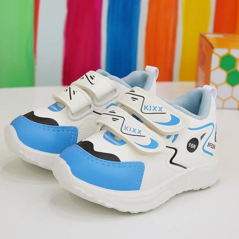 Baby Shoe - Kixx - White & Blue