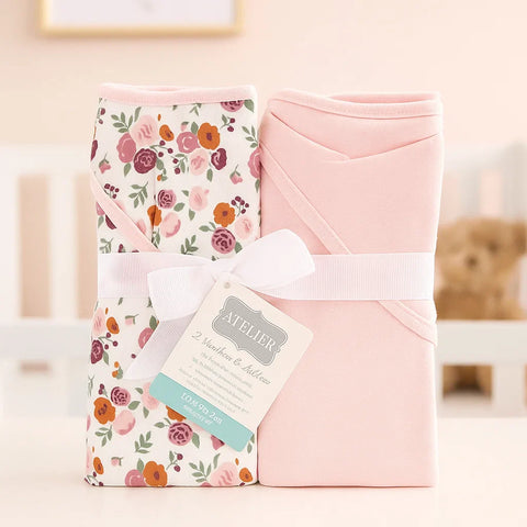 Aifeier - Pack of 2 - Hooded Cotton Wraps - Flowers