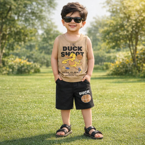 Cotton Jersey - Sando & Short - Brown - Duck