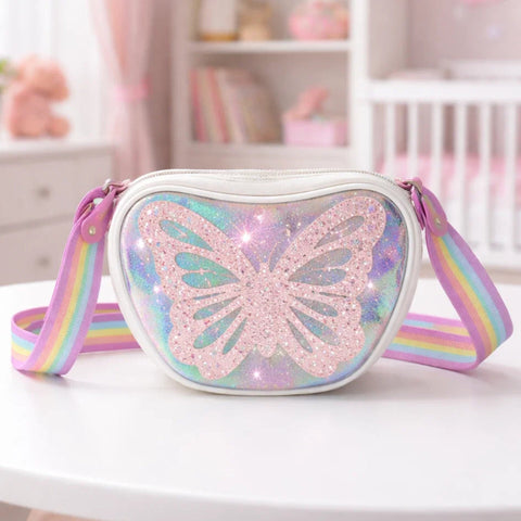 Girl's - Fashion Crossbody Bag - White - Butterfly - 119582