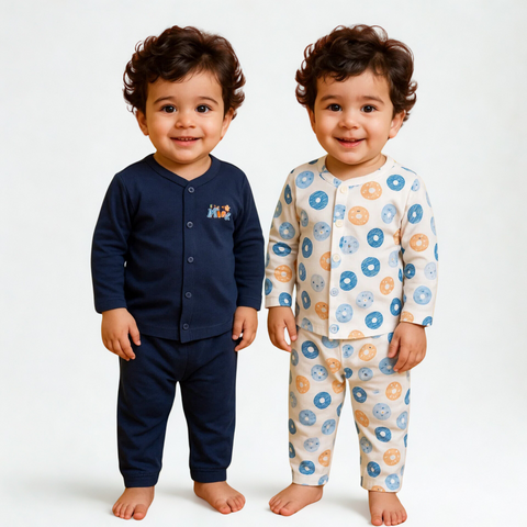 TBS - Pack of 2 - Night Suits - Navy Blue & Donuts
